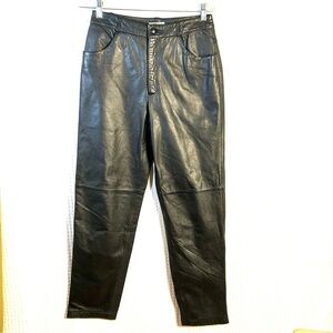 Vintage Y2K Leather Pants Womens Size 8 Reflections IMAGE OF YOU Lined Black